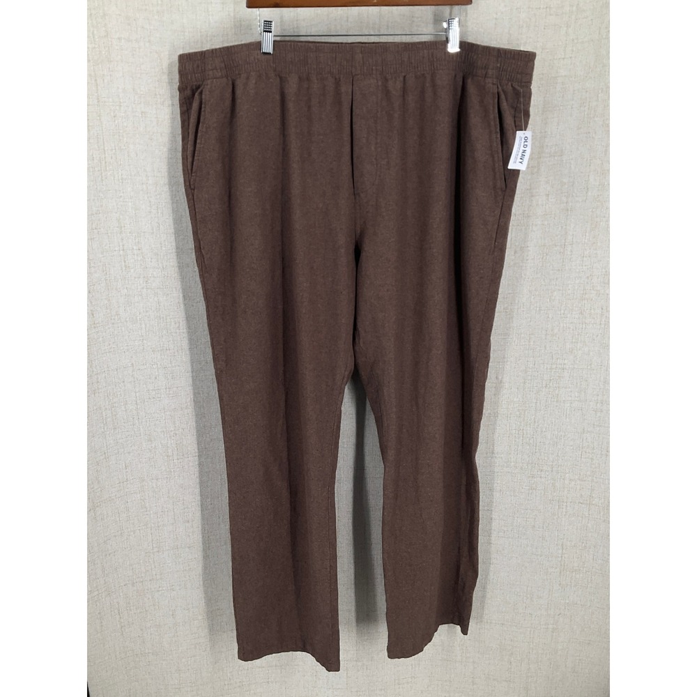 Old Navy '90s Straight Pants Women XXXL Brown Linen Cotton Elastic Waist Coastal